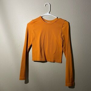 Orange Fitted Crop Long Sleeve Top